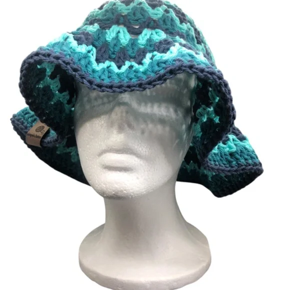Crochet Bucket Hat | Aqua & Peacock - Picture 6 of 16